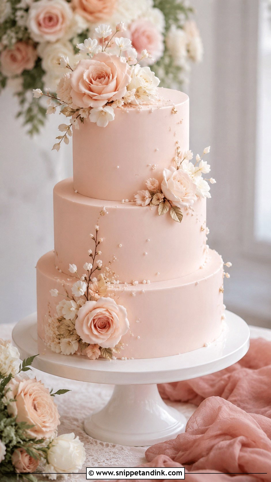 Blush Wedding Cake - Snippet and Ink - 20 Pretty Cakes for Wedding