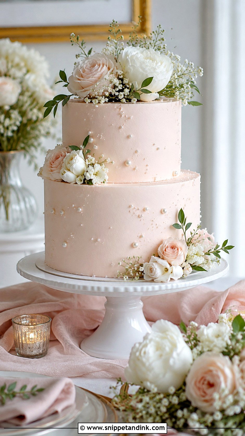 Blush Wedding Cake - Snippet and Ink - 20 Simple Beautiful Wedding Cakes