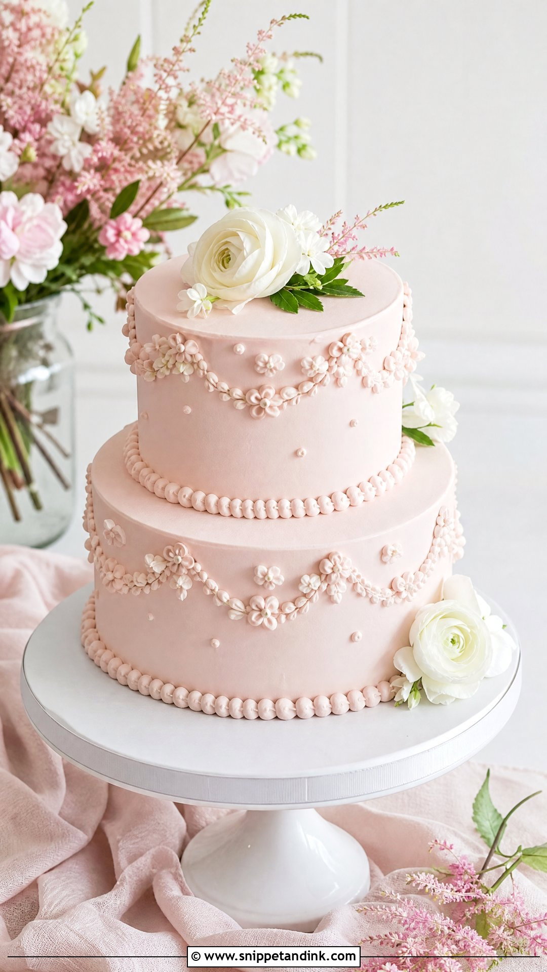 Blush Wedding Cake - Snippet and Ink - 20 Simple Elegant Wedding Cake Ideas