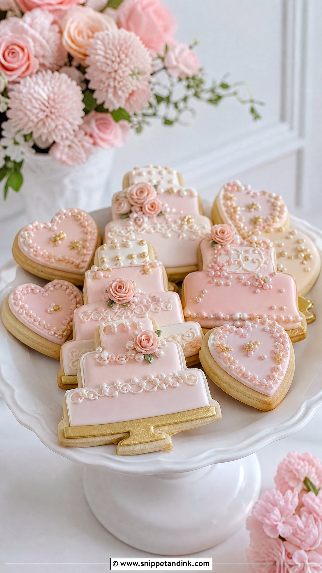 Blush Wedding Cake Cookies - Snippet and Ink - 20 Wedding Cake Cookies