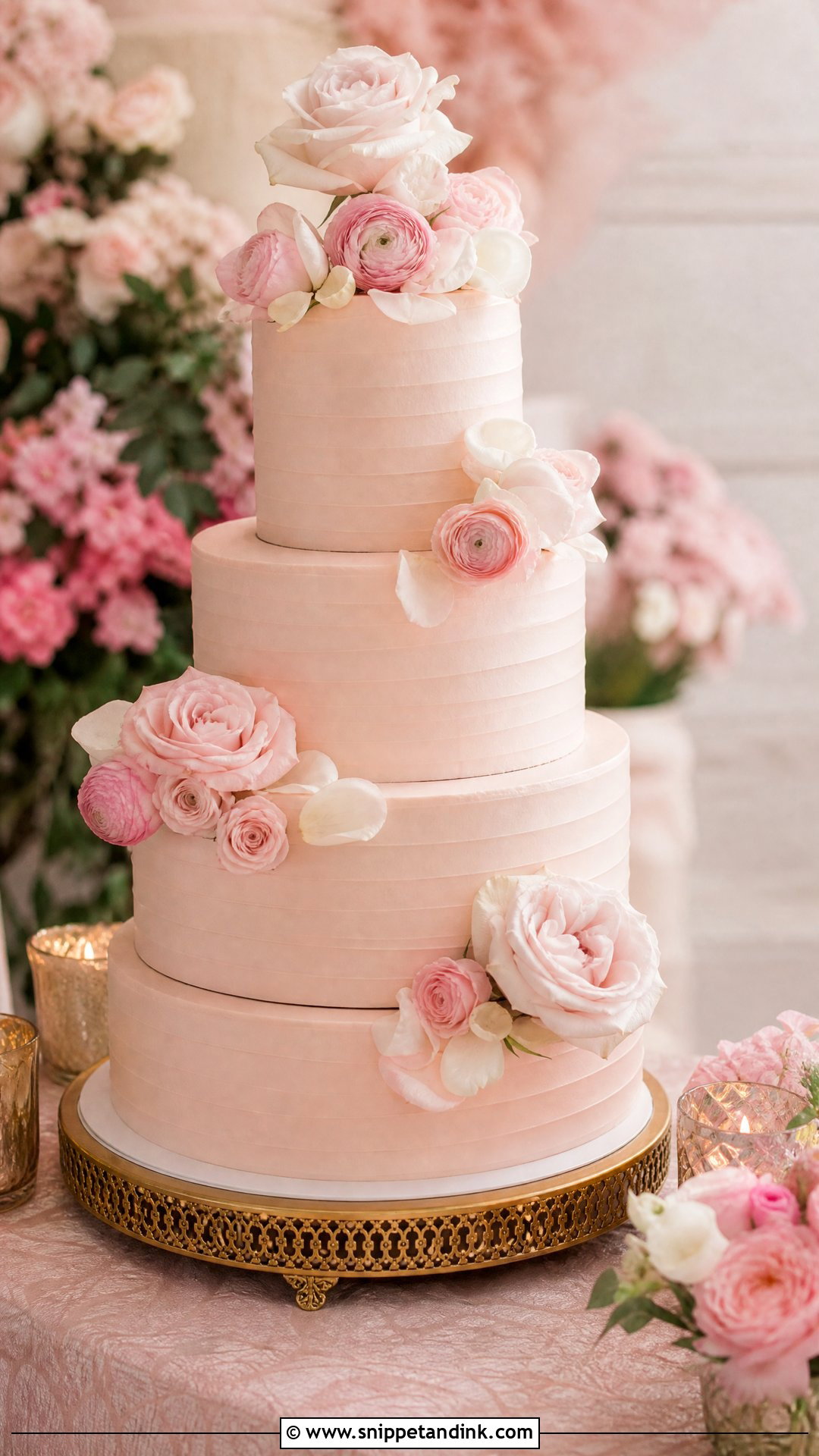 Blush Wedding Cake With Fresh Flowers - Snippet and Ink - 25 Cake Ideas with Fresh Flowers for Wedding