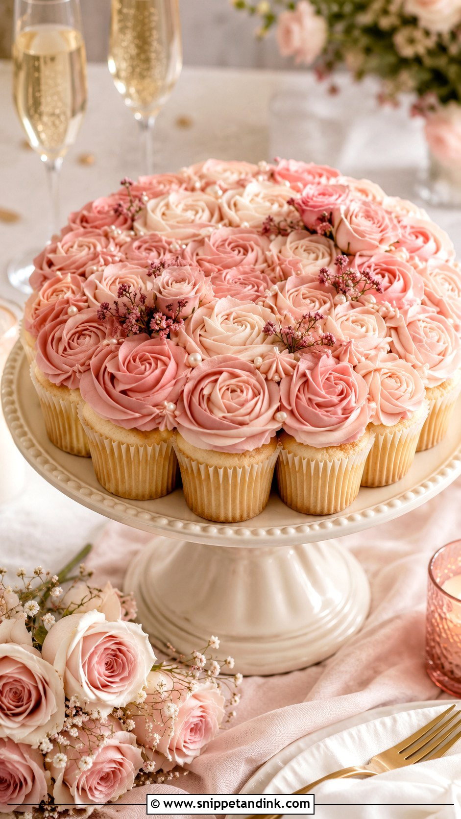 Blush Wedding Cupcake Cake - Snippet and Ink - 20 Large Cupcake Cakes for Wedding