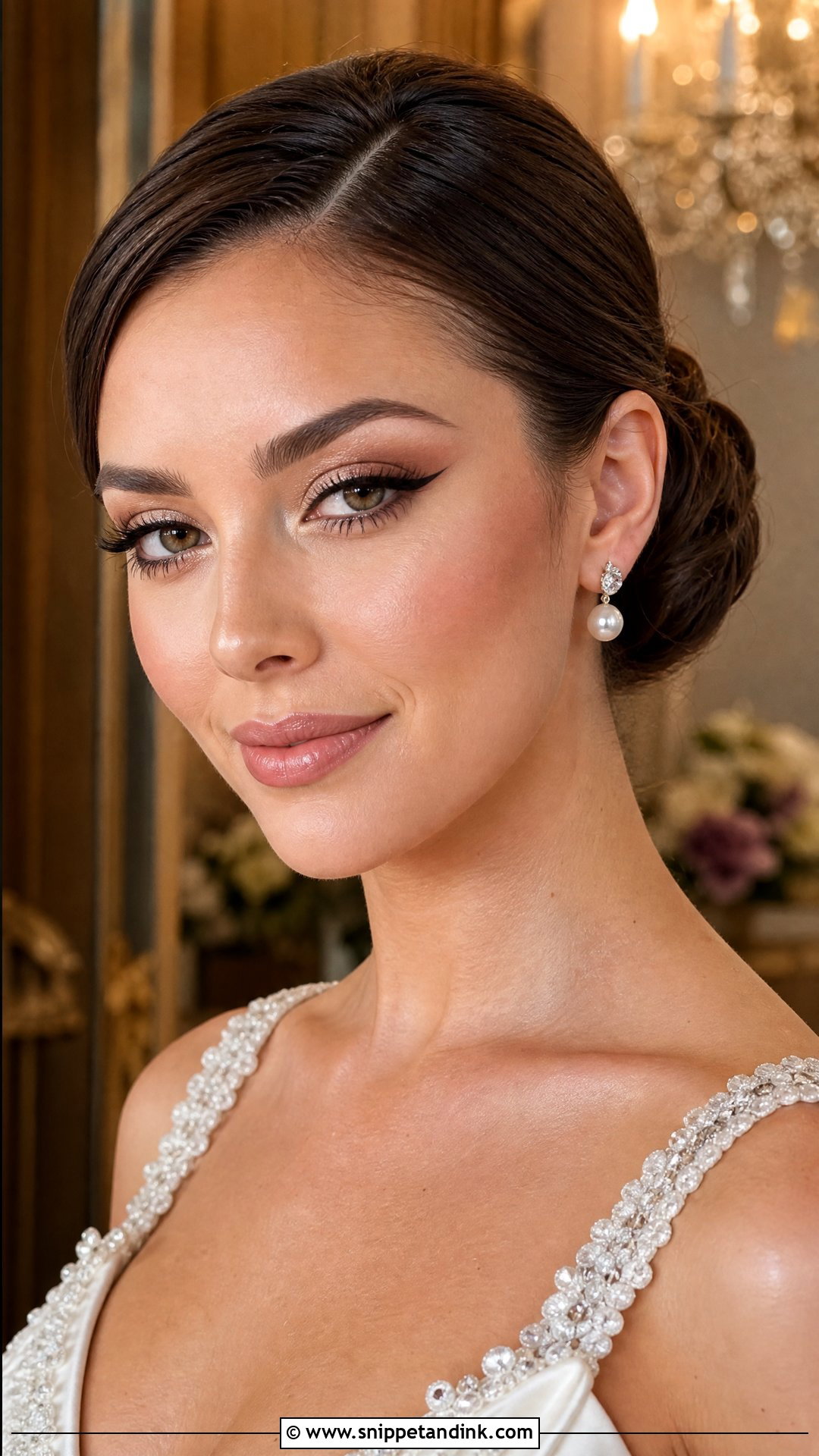 Blush Wedding Makeup With Winged Liner - Snippet and Ink - 20 Blush Wedding Makeup Ideas