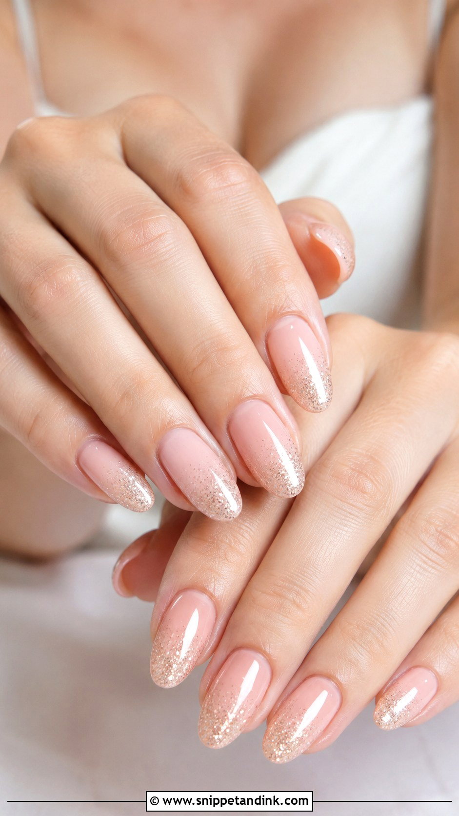 Blush Wedding Nails With Glitter - Snippet and Ink - 20 Wedding Nails for Bride 2025