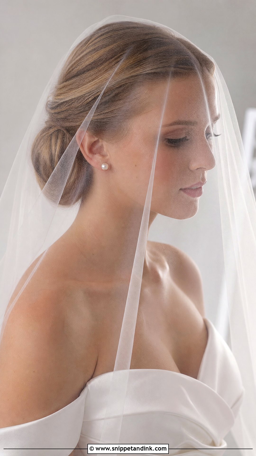 Blusher Veil Chignon - Snippet and Ink - 15 Blusher Veil with Hair Up Ideas