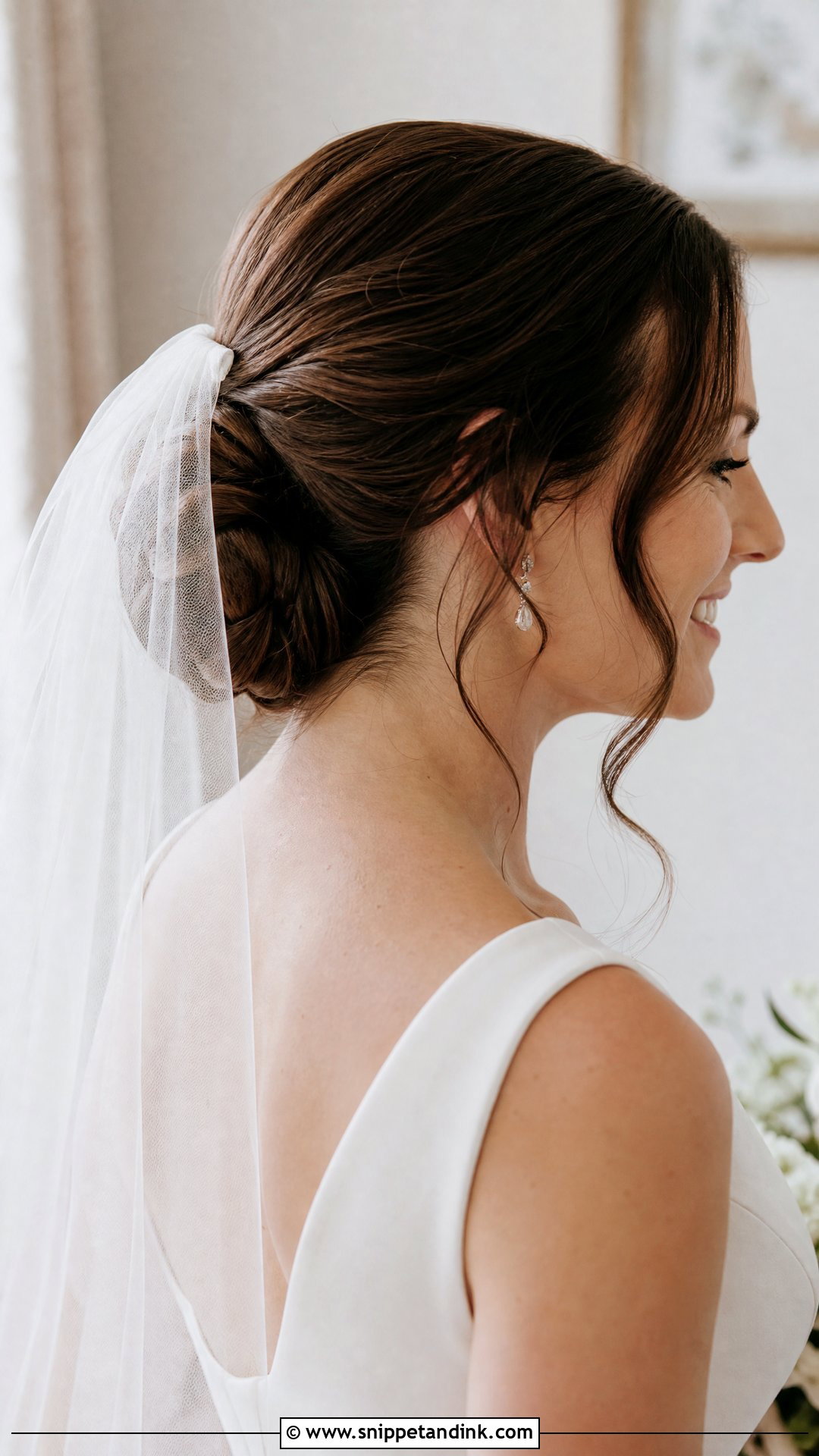 Blusher Veil Low Bun - Snippet and Ink - 15 Blusher Veil with Hair Up Ideas