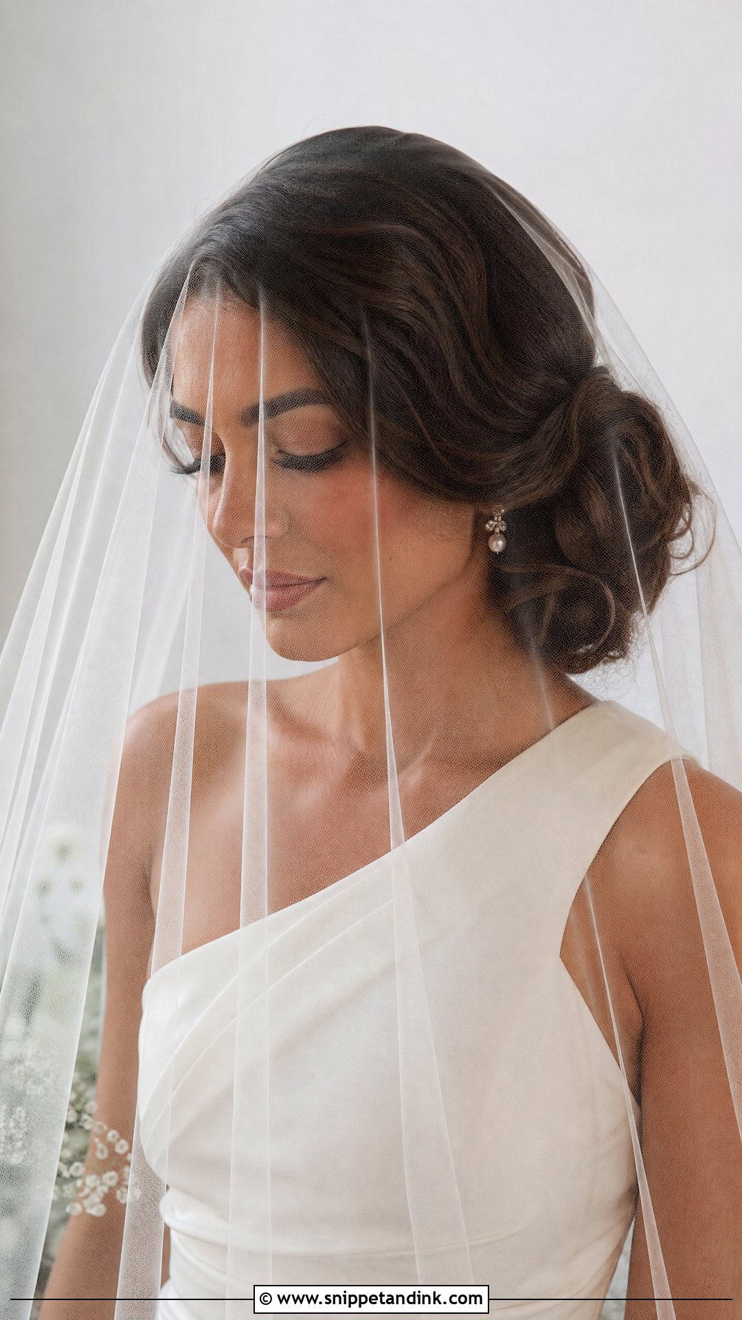 Blusher Veil Side Bun - Snippet and Ink - 15 Blusher Veil with Hair Up Ideas