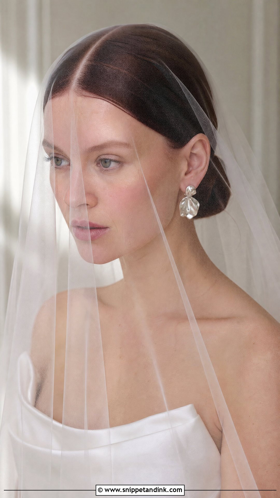 Blusher Veil Sleek Bun - Snippet and Ink - 15 Blusher Veil with Hair Up Ideas