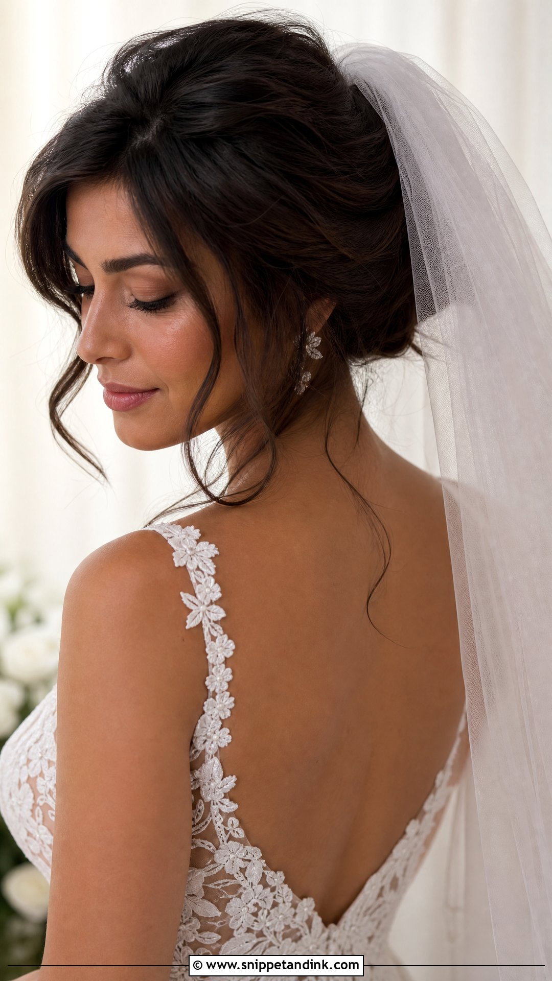 Blusher Veil Textured Updo - Snippet and Ink - 15 Blusher Veil with Hair Up Ideas