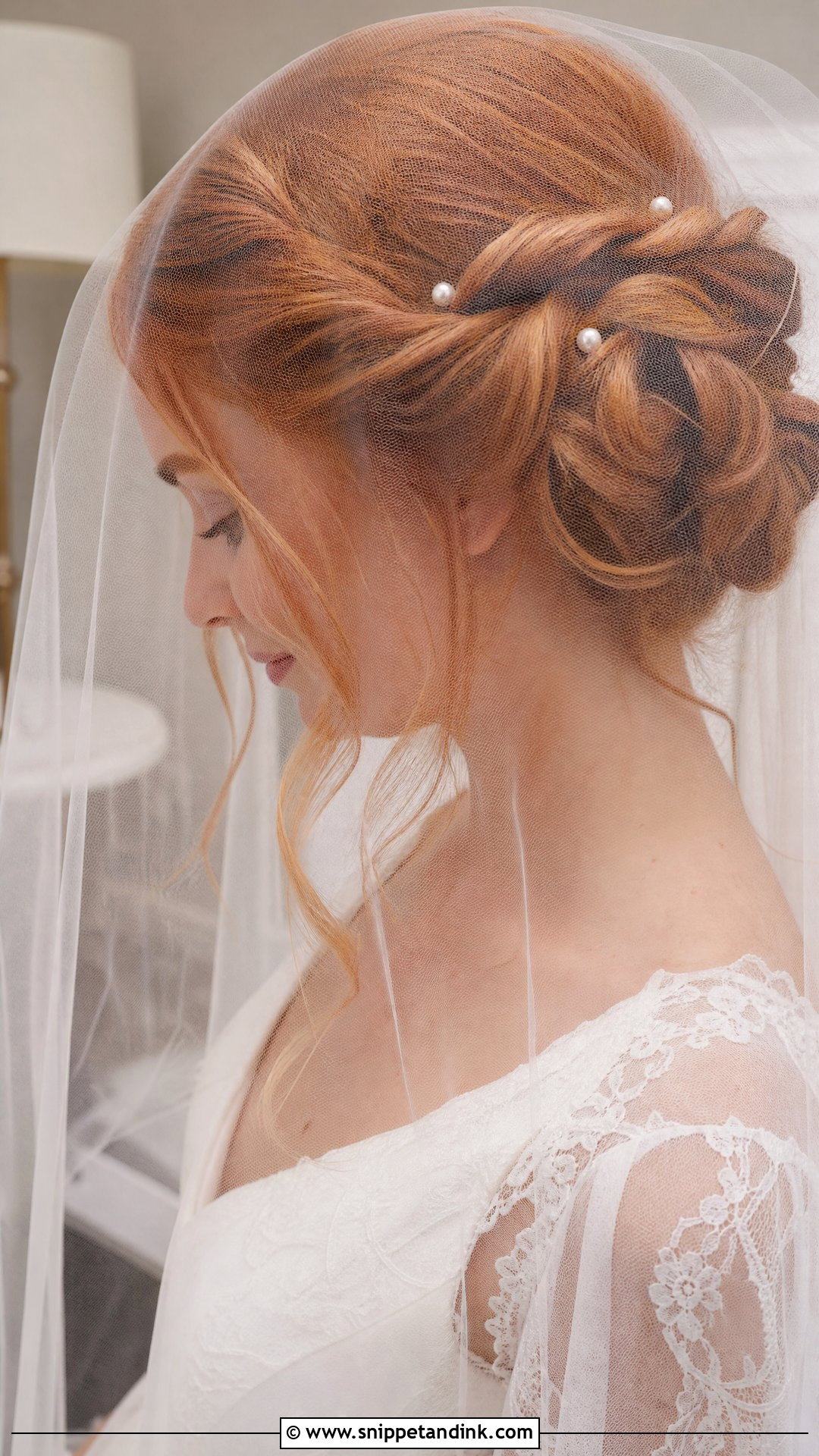 Blusher Veil Twisted Updo - Snippet and Ink - 15 Blusher Veil with Hair Up Ideas