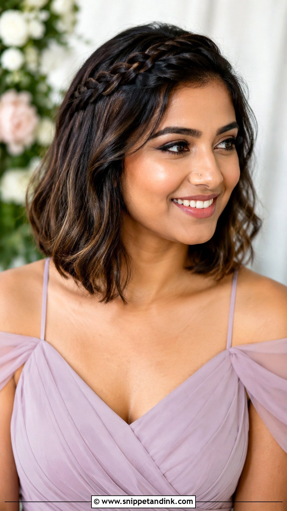 Bob Bridesmaid Hairstyle With Braided Crown - Snippet and Ink - 25 Bob Bridesmaid Hairstyles
