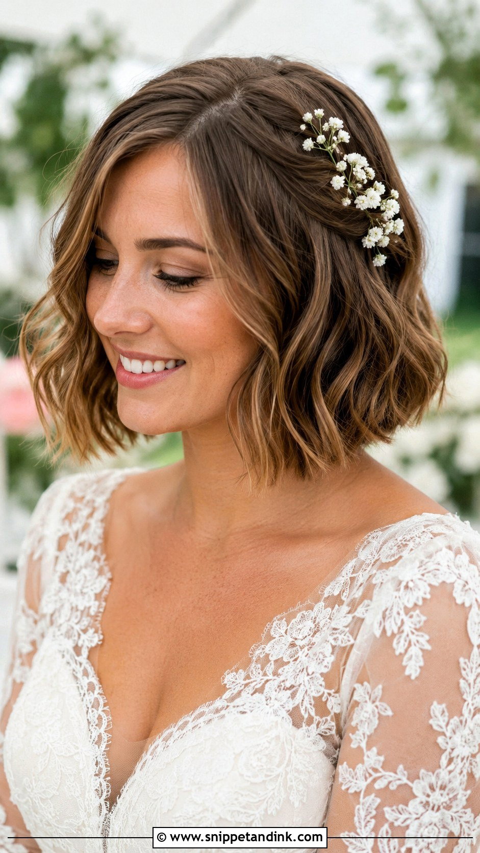 Bob Wedding Hair With Flowers - Snippet and Ink - 20 Bob Hair Wedding Styles