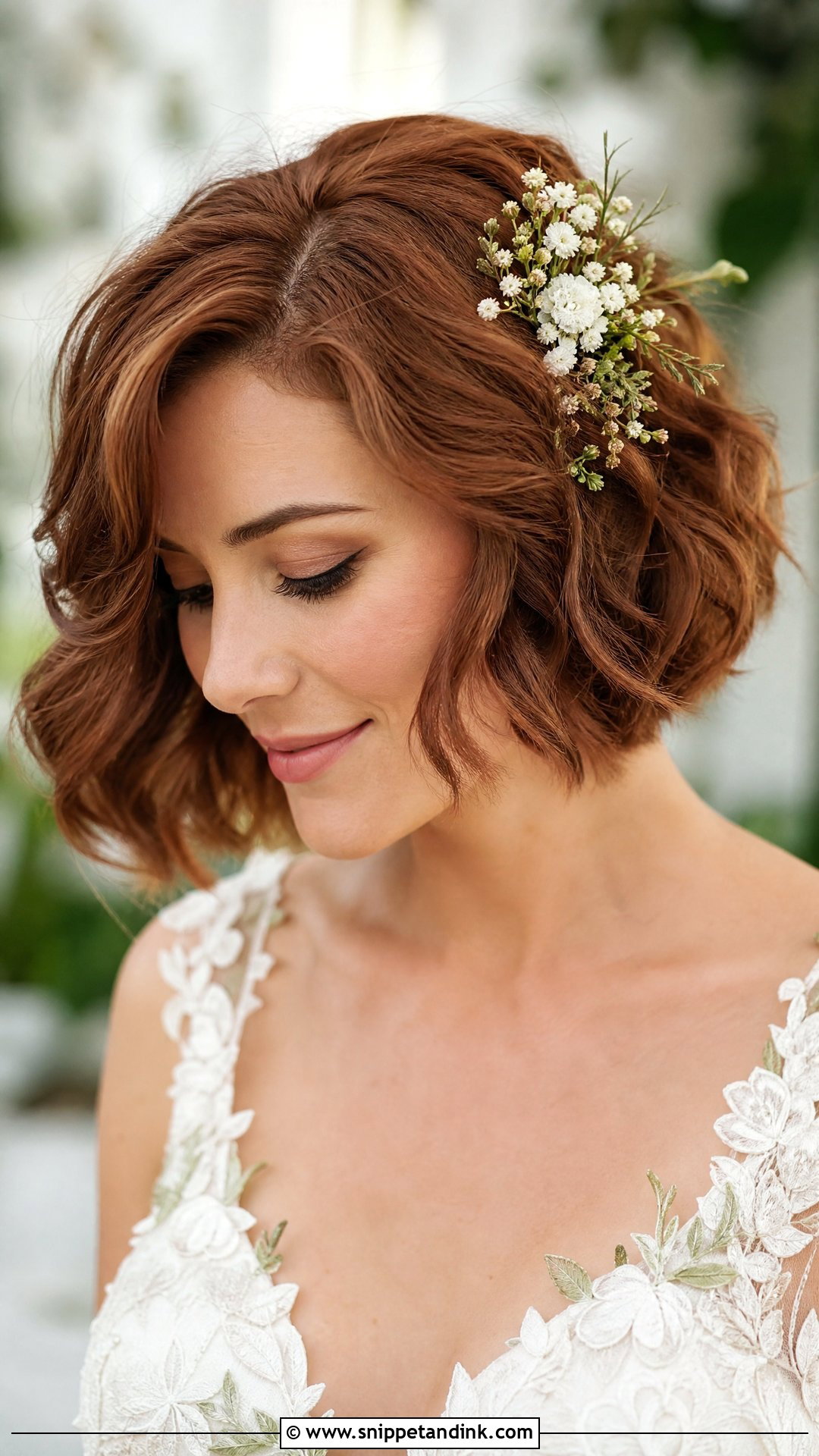 Bob Wedding Hair With Flowers - Snippet and Ink - 20 Wedding Hair Bob Length Ideas