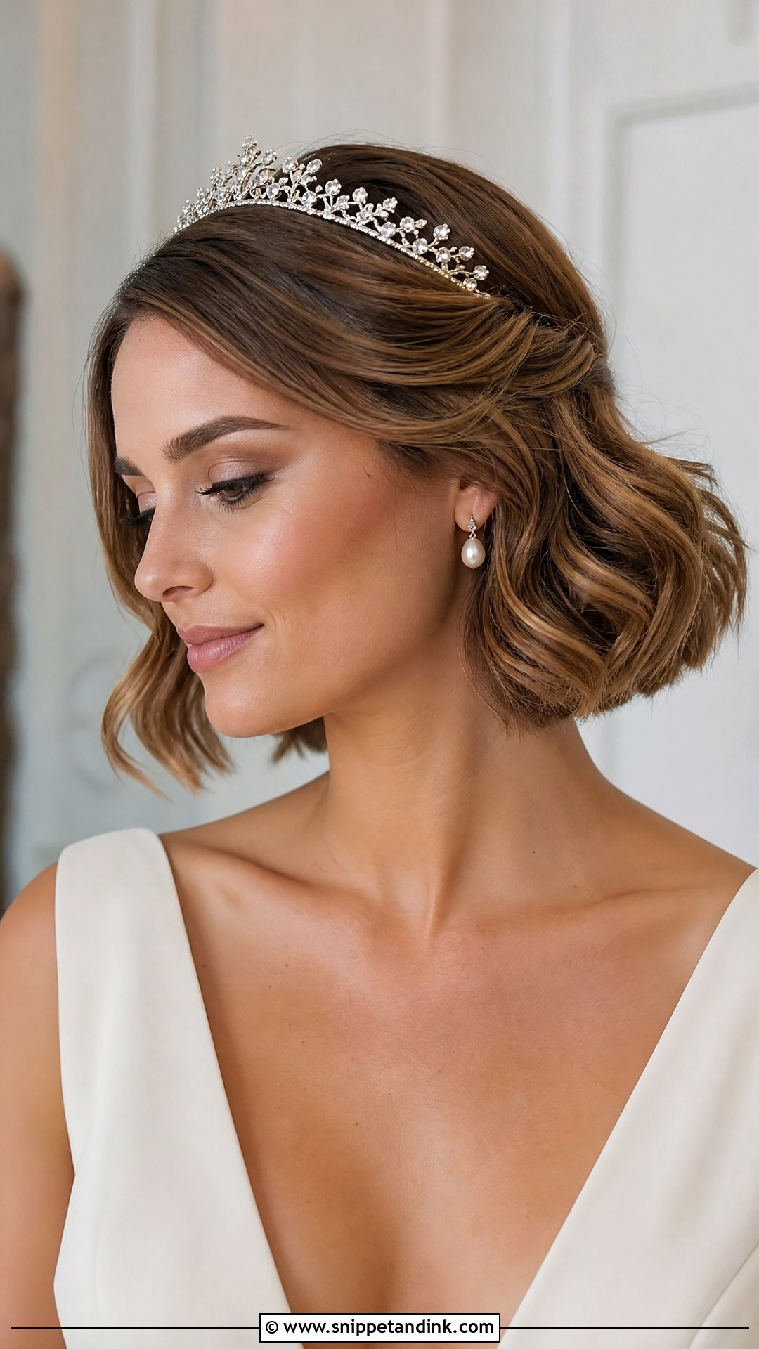 Bob Wedding Hair With Tiara - Snippet and Ink - 20 Wedding Hairstyle with Tiara Ideas