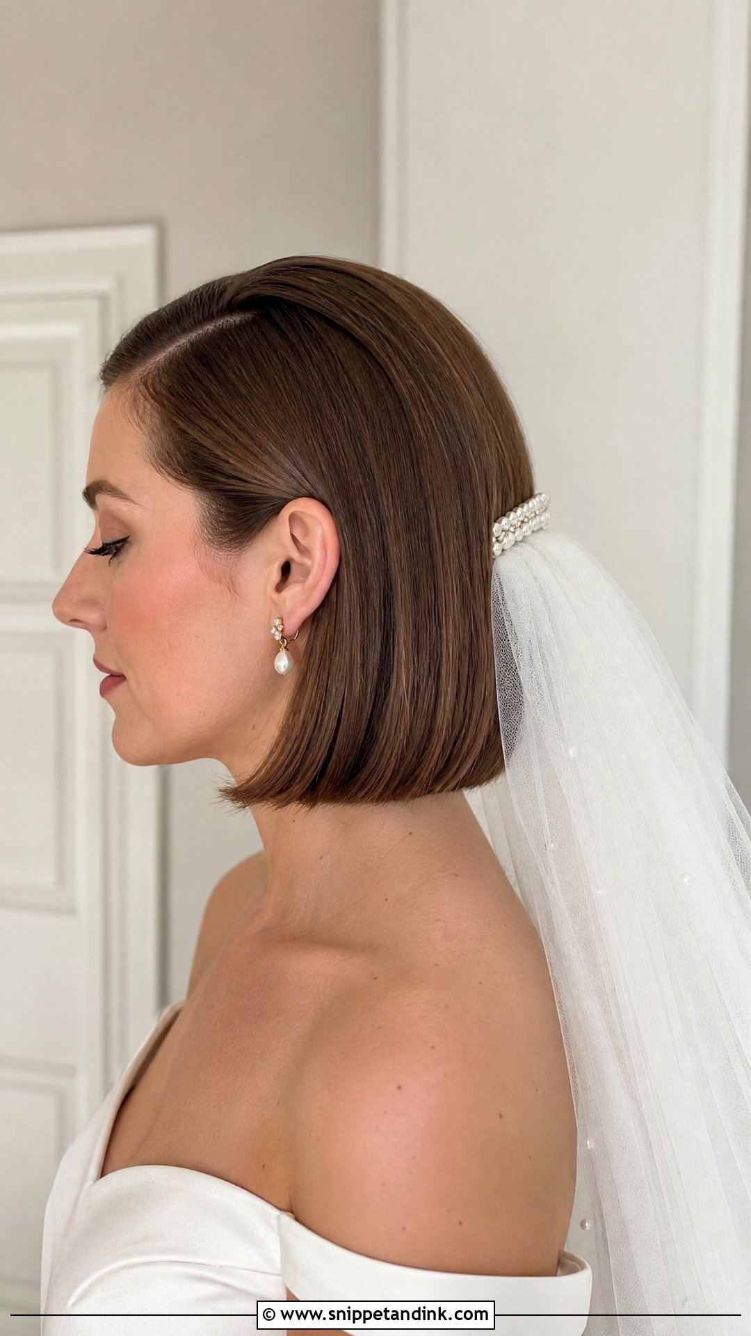 Bob Wedding Hair With Veil - Snippet and Ink - 20 Wedding Hair Bob Length Ideas