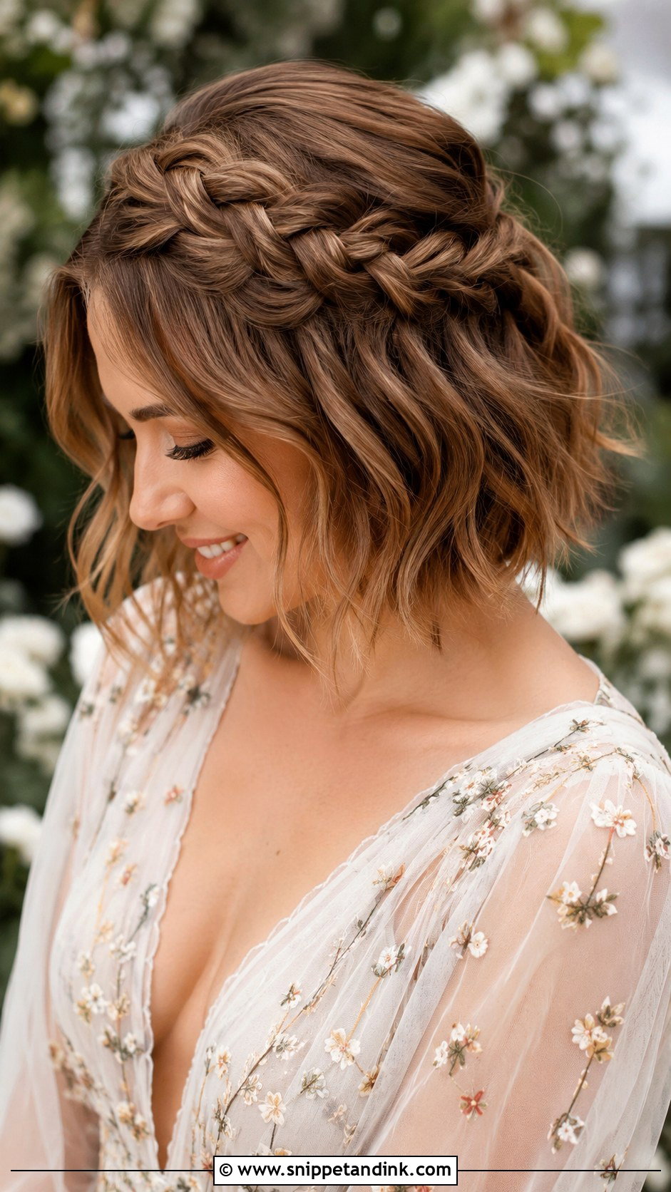 Bob With Braided Headband - Snippet and Ink - 30 Bob Wedding Hairstyles