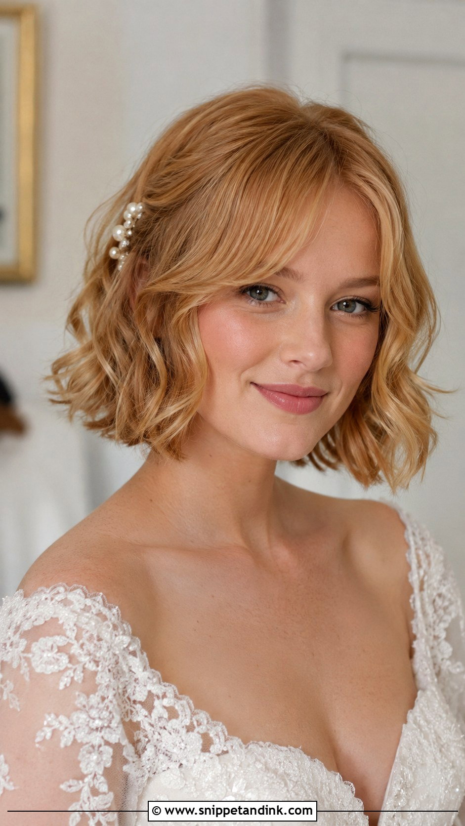 Bob With Curtain Bangs Bridal Hair - Snippet and Ink - 20 Bob Hair Bride Ideas