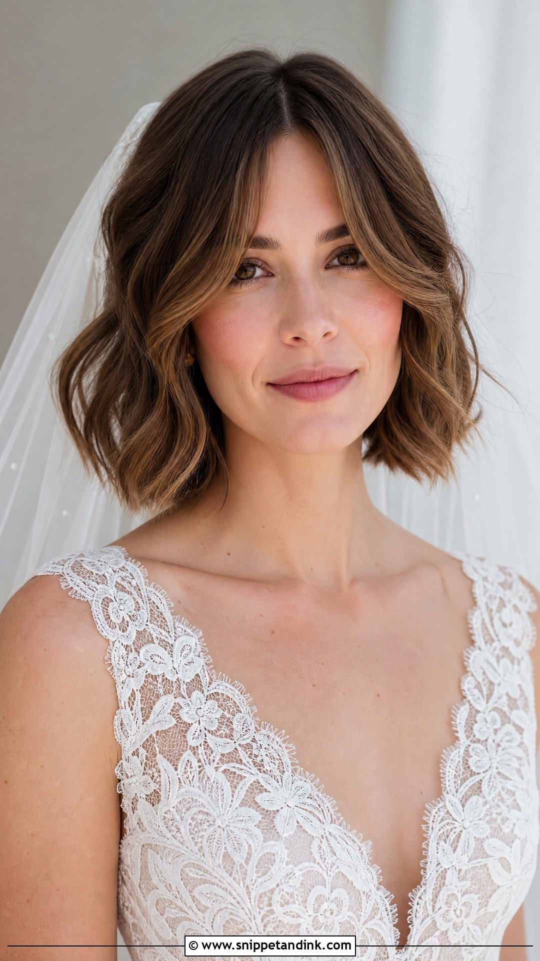 Bob With Curtain Bangs for Weddings - Snippet and Ink - 20 Short Hair Bridal Styles