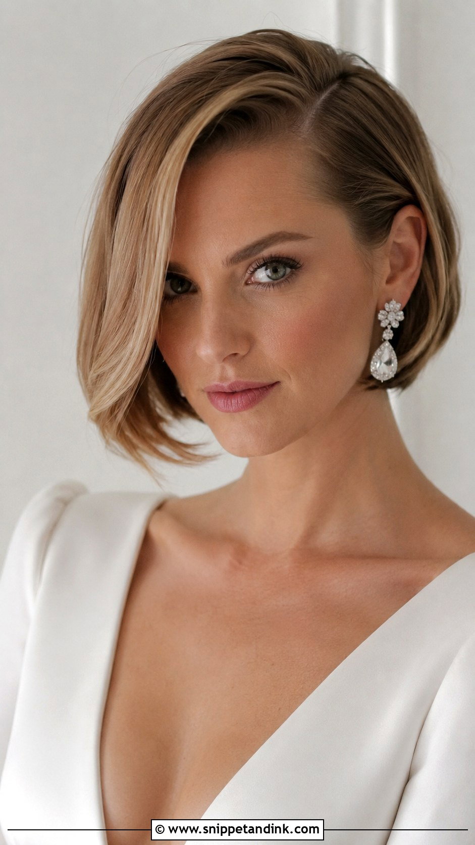 Bob With Deep Side Part - Snippet and Ink - 20 Bridal Hairstyle for Short Hair Ideas