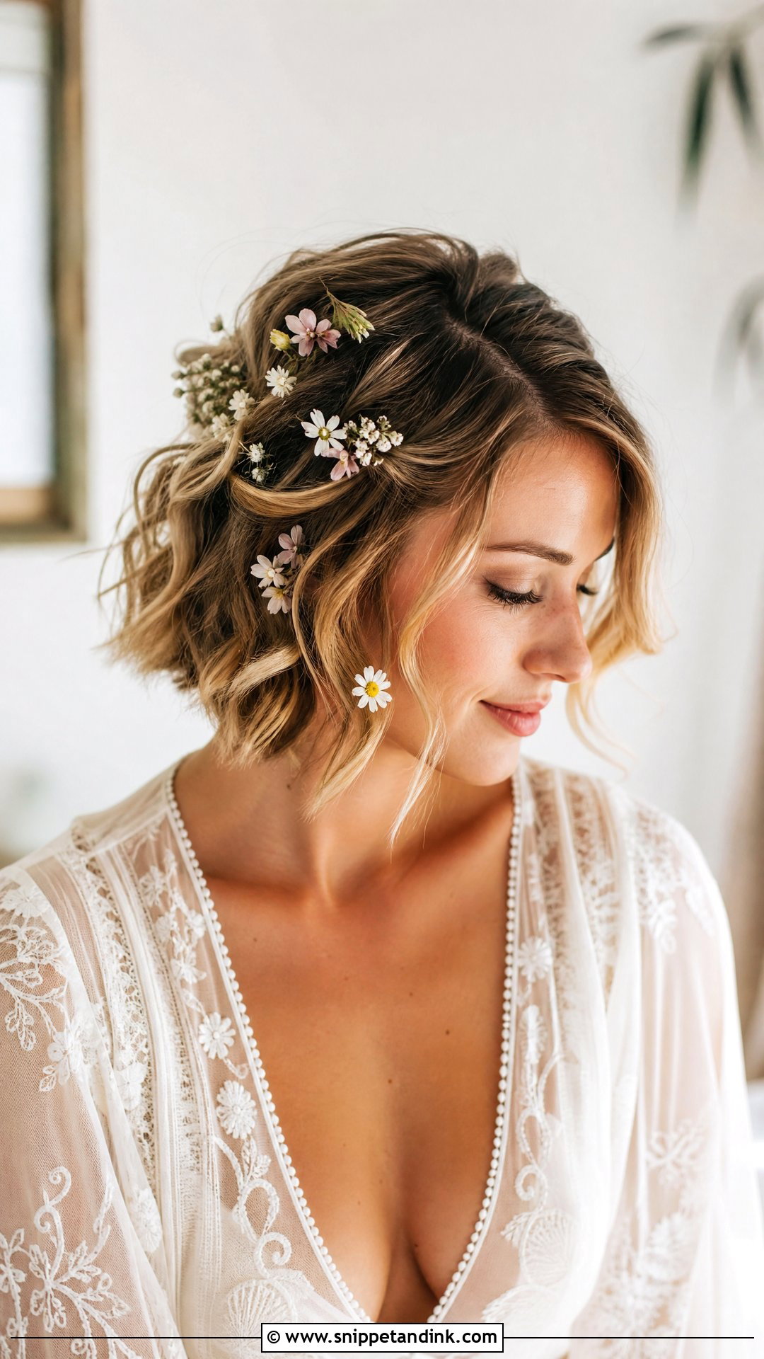 Bob With Floral Hairpins - Snippet and Ink - 20 Formal Bob Hairstyles Wedding