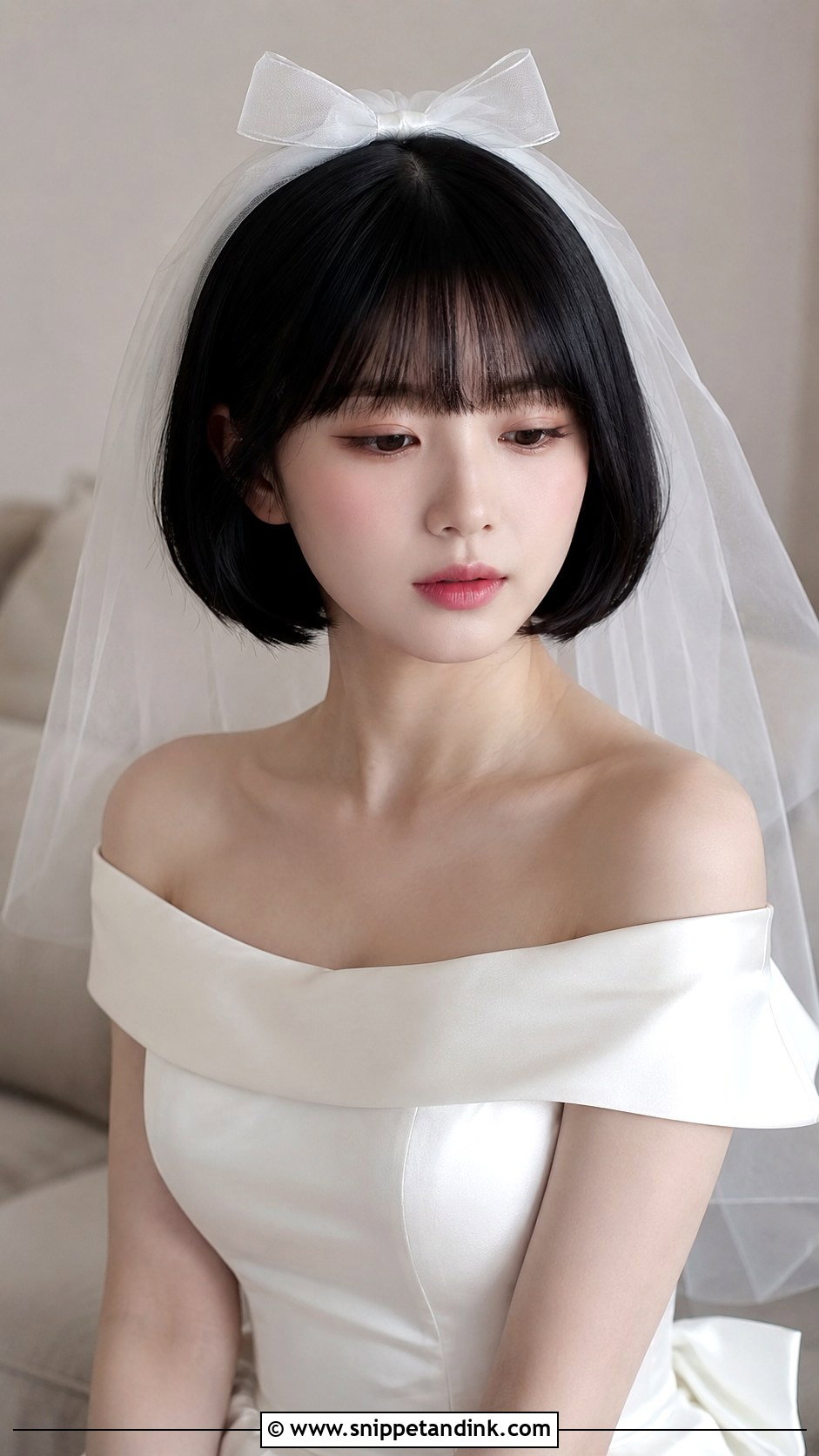 Bob With Full Bangs Bridal Hair - Snippet and Ink - 20 Bob Hair Bride Ideas