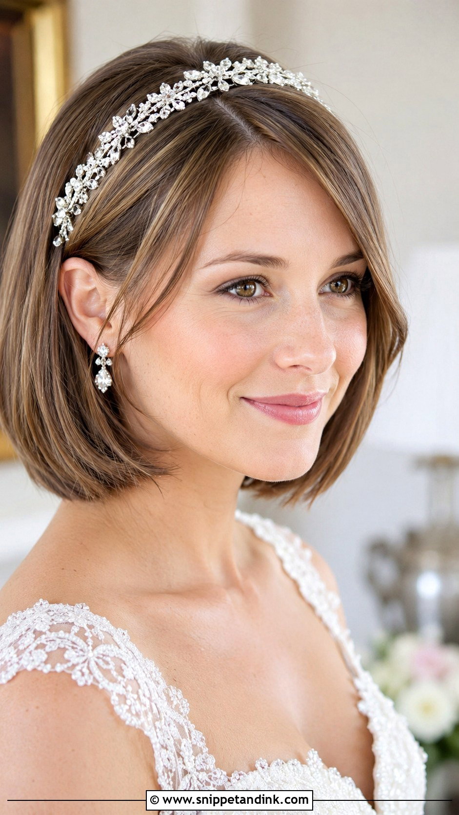 Bob With Jeweled Headband - Snippet and Ink - 30 Bob Wedding Hairstyles