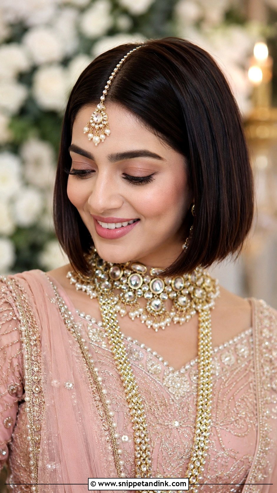 Bob With Maang Tikka - Snippet and Ink - 25 Indian Wedding Hairstyle for Short Hair Ideas