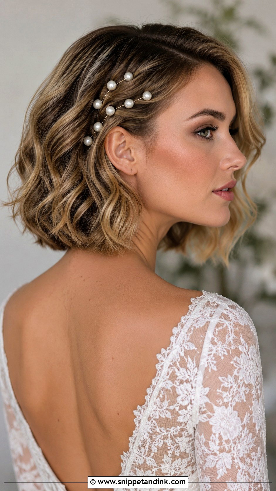 Bob With Pearl Pins - Snippet and Ink - 25 Short Bob Wedding Hairstyles