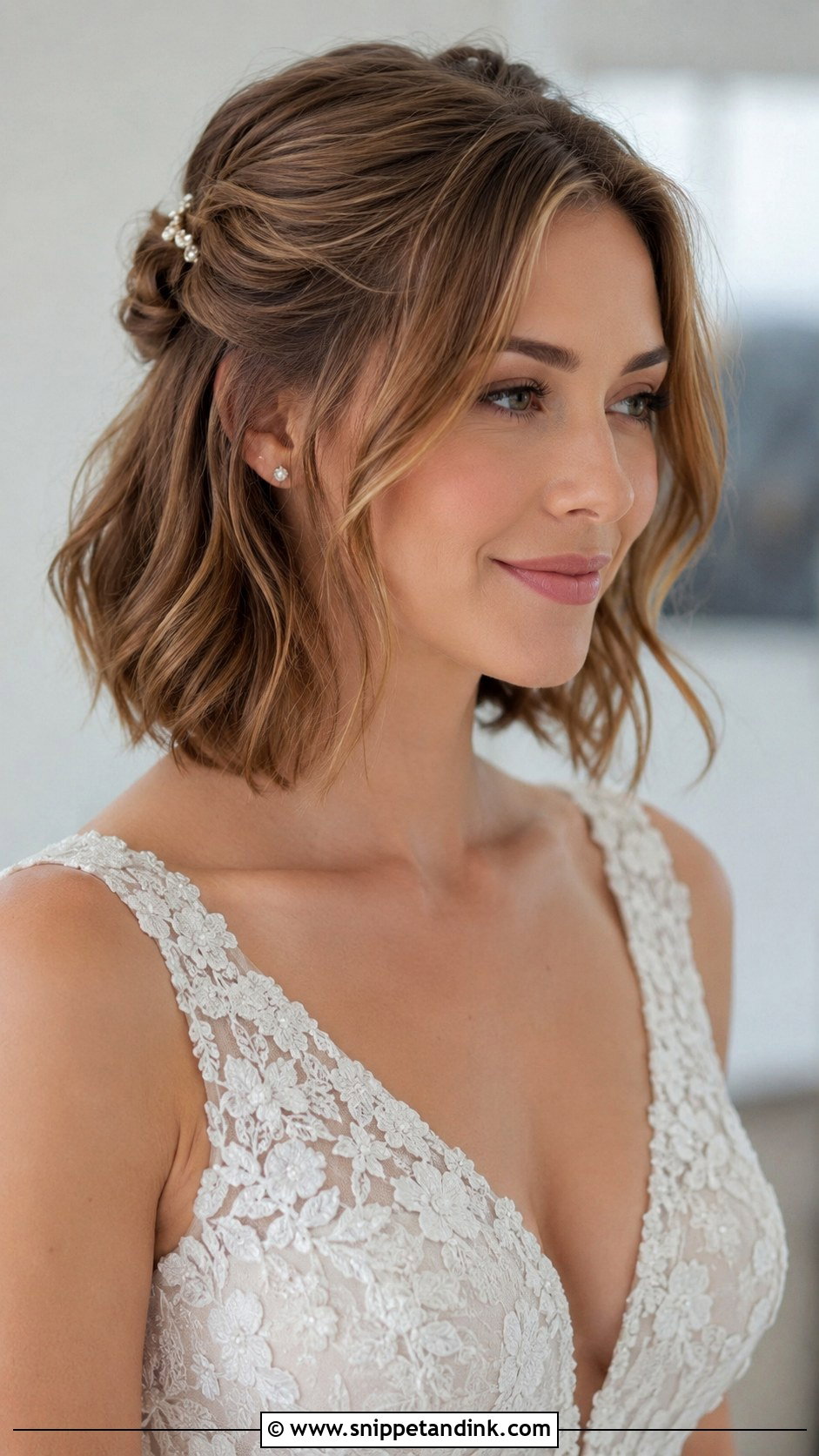 Bob With Pinned Back Sides - Snippet and Ink - 30 Bob Wedding Hairstyles