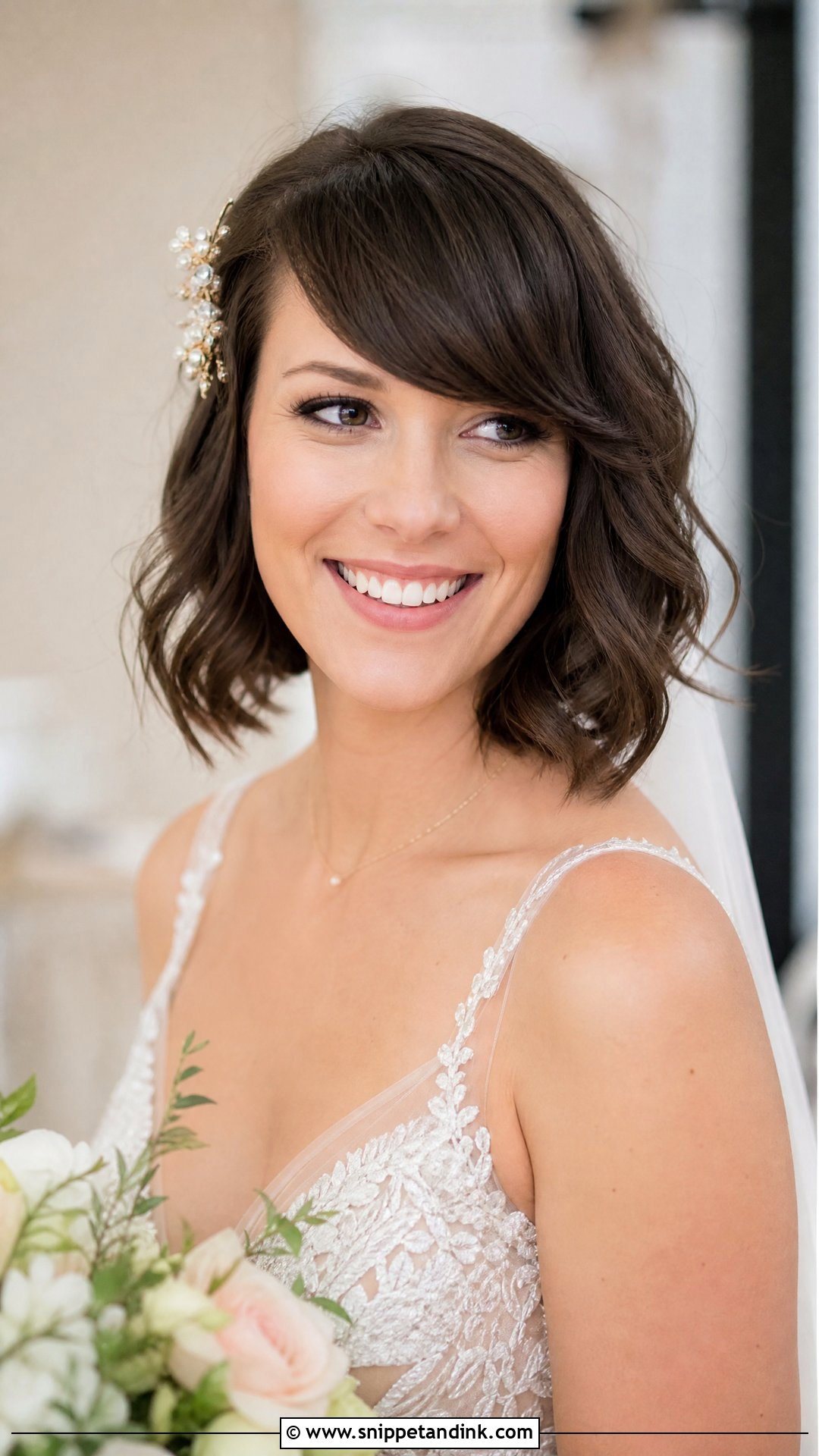 Bob With Side Bangs - Snippet and Ink - 35 Wedding Hairstyles for Short Hair