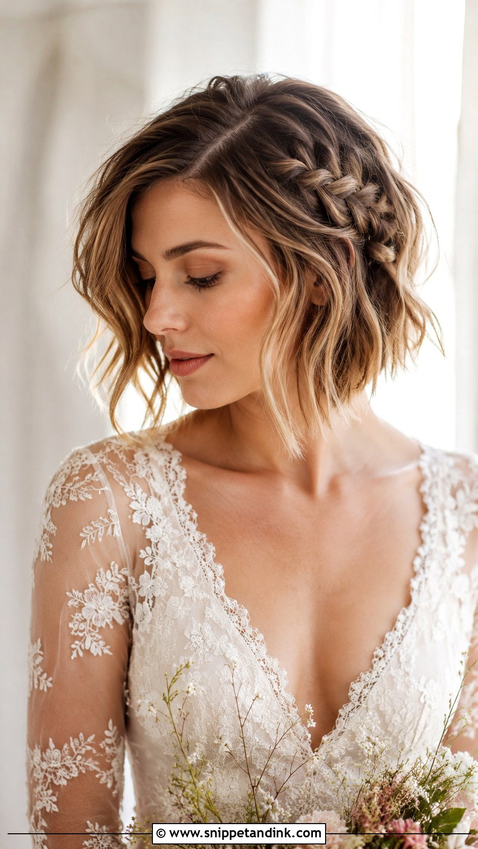 Bob With Side Braid Detail - Snippet and Ink - 25 Bob Wedding Hair Ideas