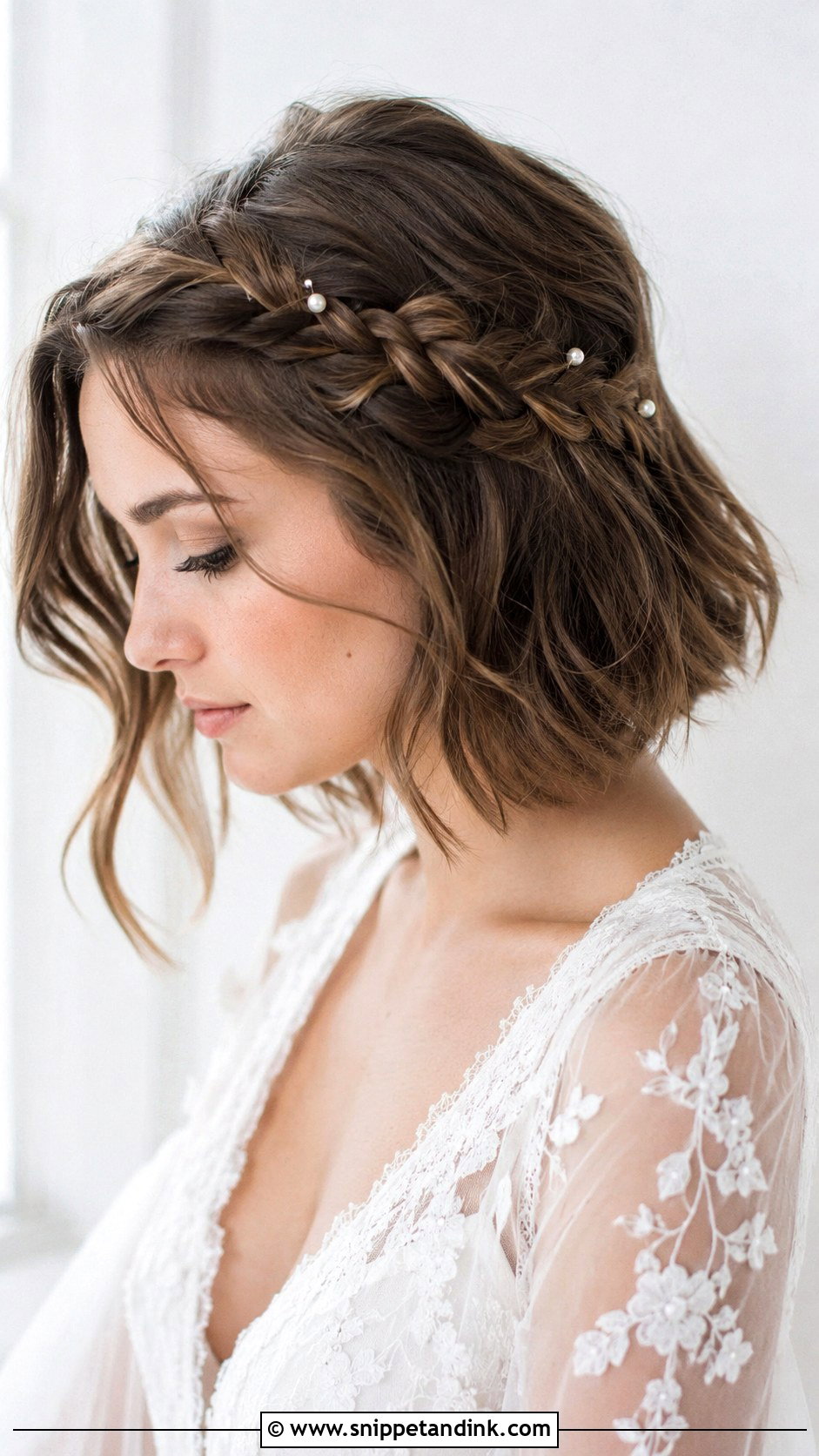 Bob With Side Braid - Snippet and Ink - 20 Short Bob Wedding Hair Ideas