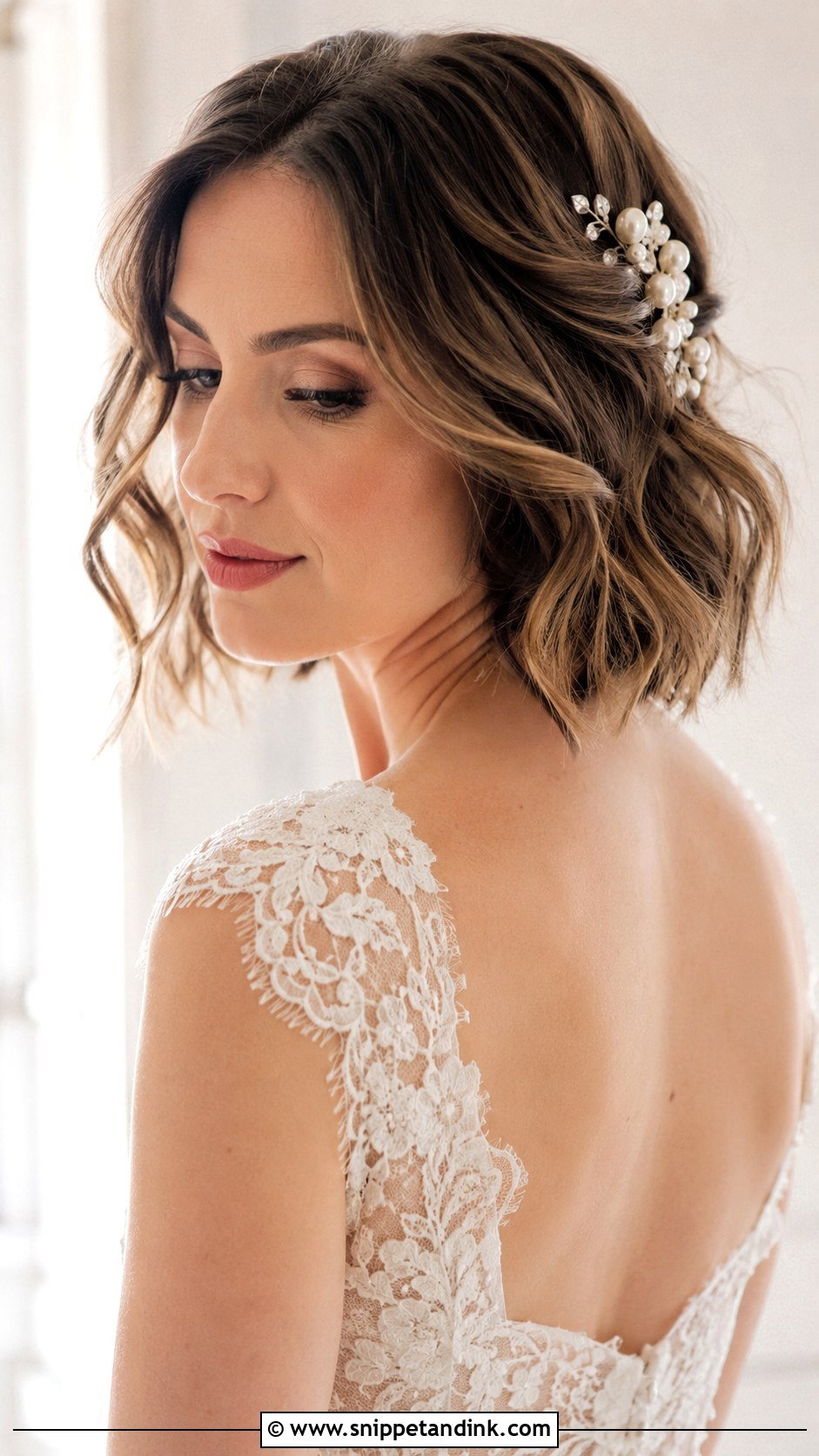 Bob With Soft Romantic Waves - Snippet and Ink - 25 Short Hair Bride Hairstyles