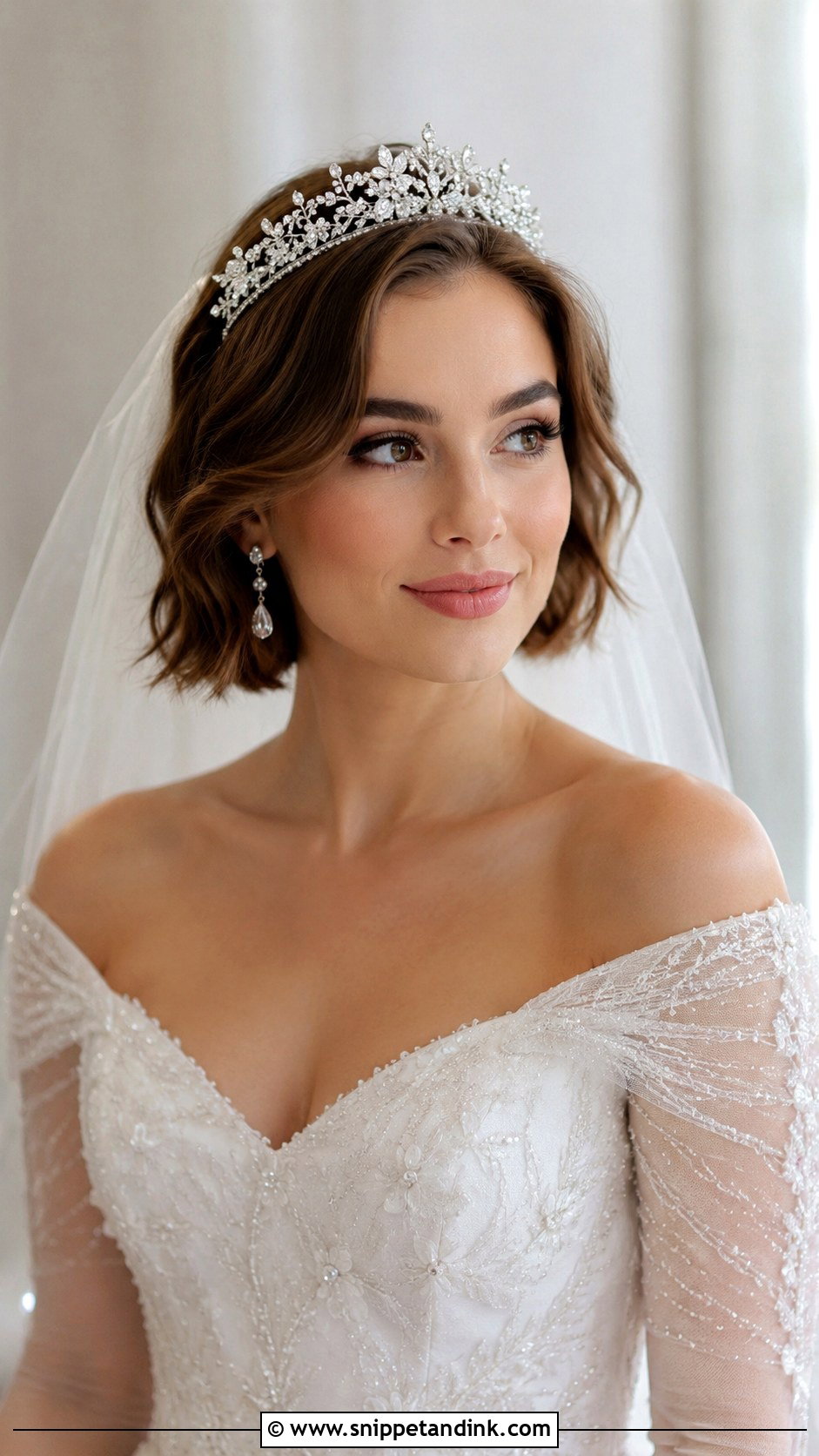 Bob With Tiara or Crown - Snippet and Ink - 20 Short Bob Wedding Hair Ideas