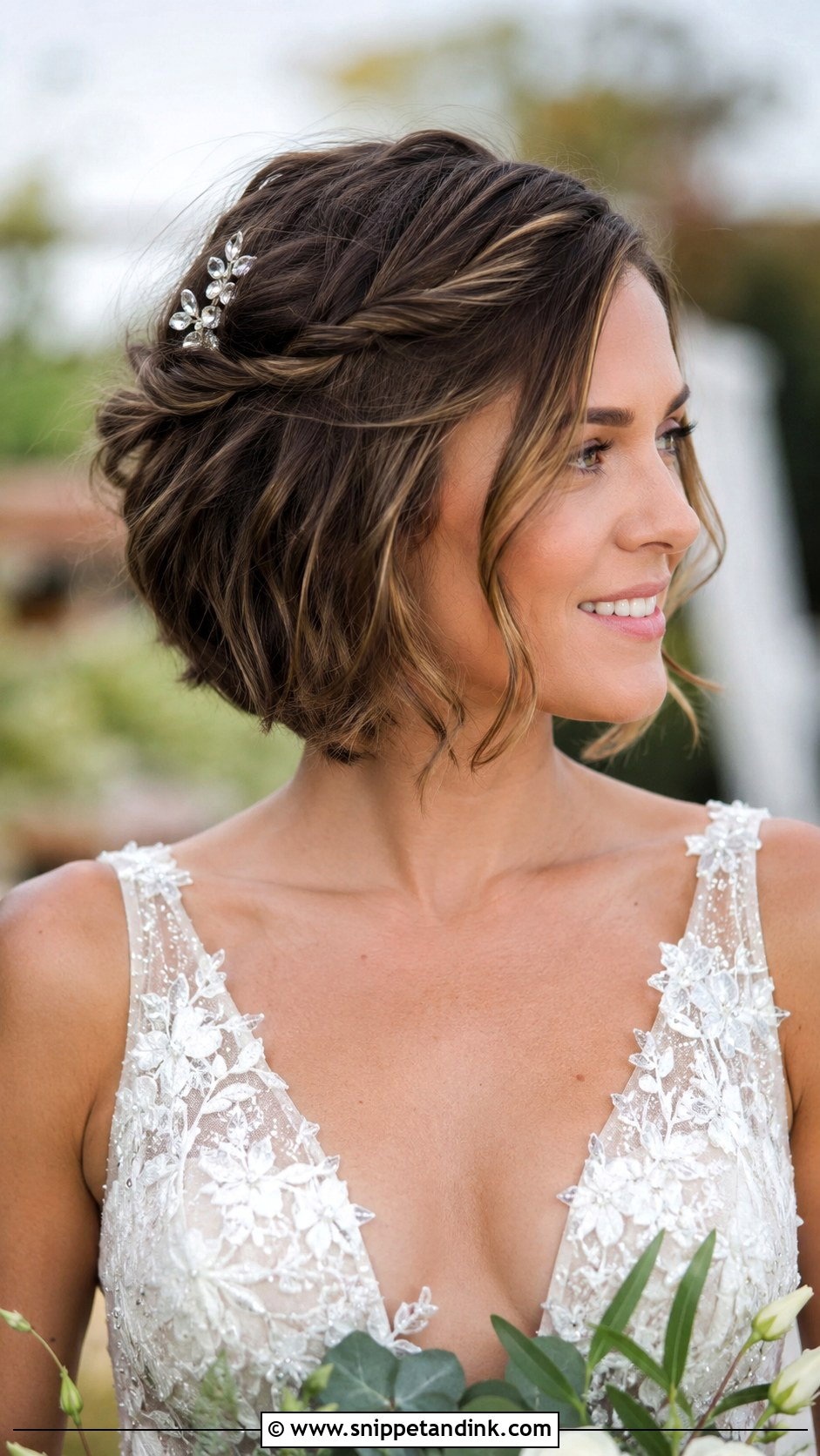 Bob With Twisted Side Updo - Snippet and Ink - 30 Bob Wedding Hairstyles