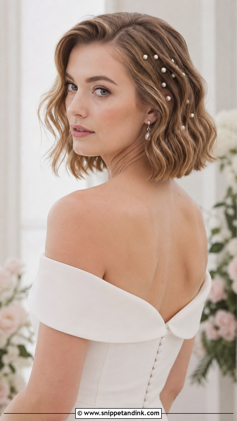 Bob with Pearl Pins - Snippet and Ink - 25 Short Hair Styles for Wedding