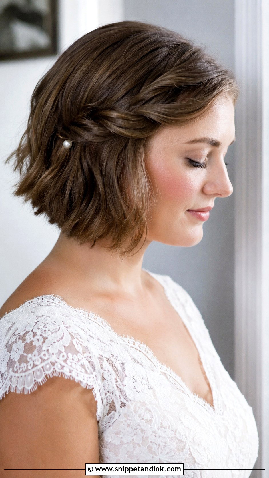 Bob with Twisted Side Detail - Snippet and Ink - 25 Bride with Short Hair Ideas