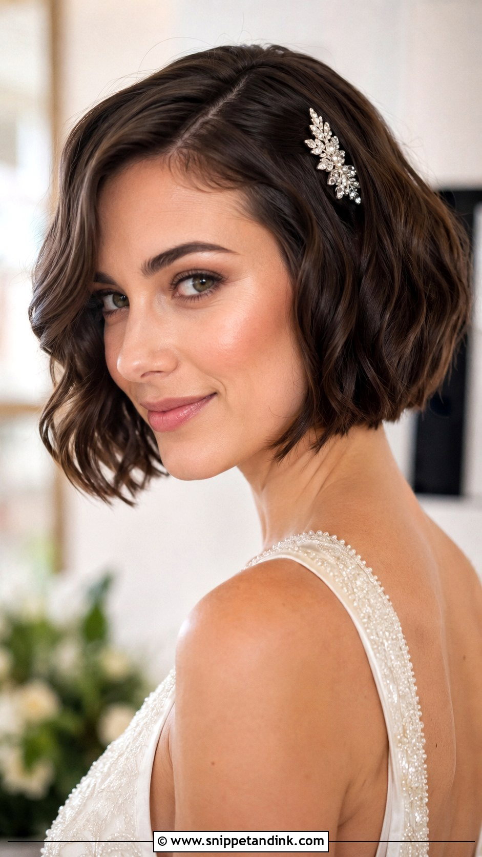 Bobbed Hair With Jeweled Clip - Snippet and Ink - 20 1920s Wedding Hair Ideas