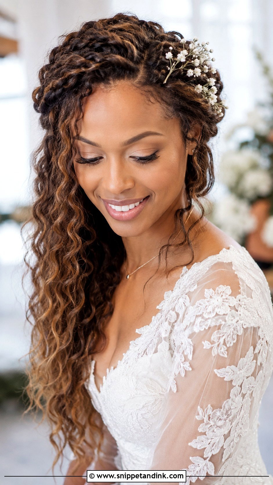 Bohemian Braid Out With Loose Waves - Snippet and Ink - 30 Natural Hair Bride Ideas