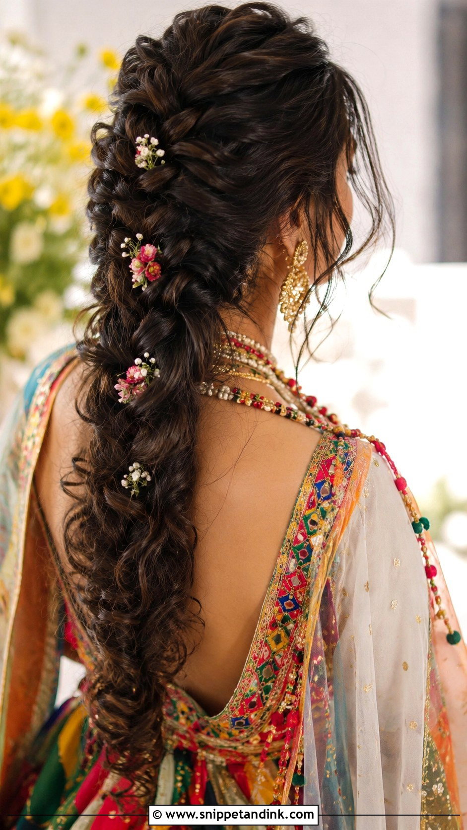 Bohemian Braid With Curls - Snippet and Ink - 25 Pakistani Wedding Hairstyles