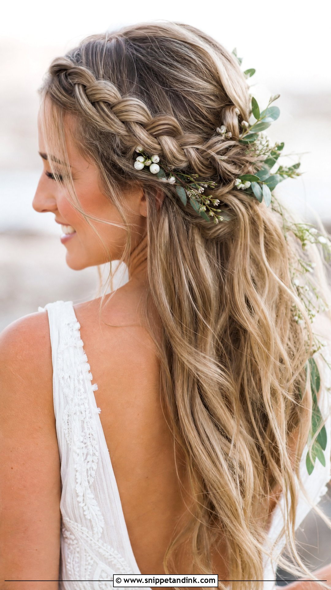 Bohemian Braided Crown Wedding Hairstyle - Snippet and Ink - 20 Mid Length Hair Wedding Styles