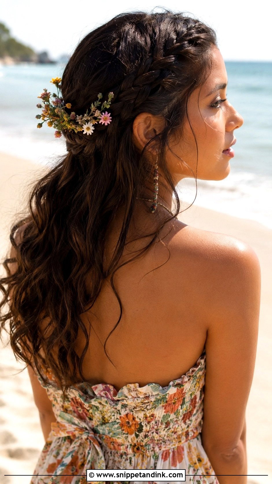 Bohemian Braided Half Up - Snippet and Ink - 20 Beach Wedding Guest Hairstyles