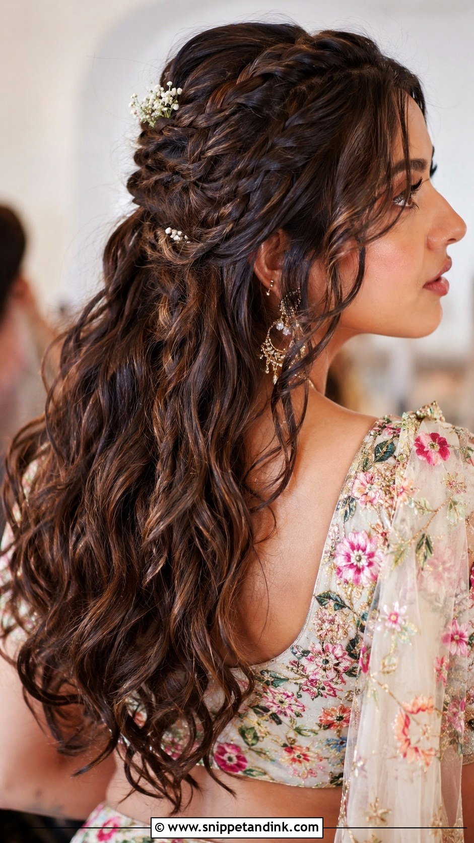 Bohemian Braided Half Updo - Snippet and Ink - 25 Indian Wedding Guest Hairstyles
