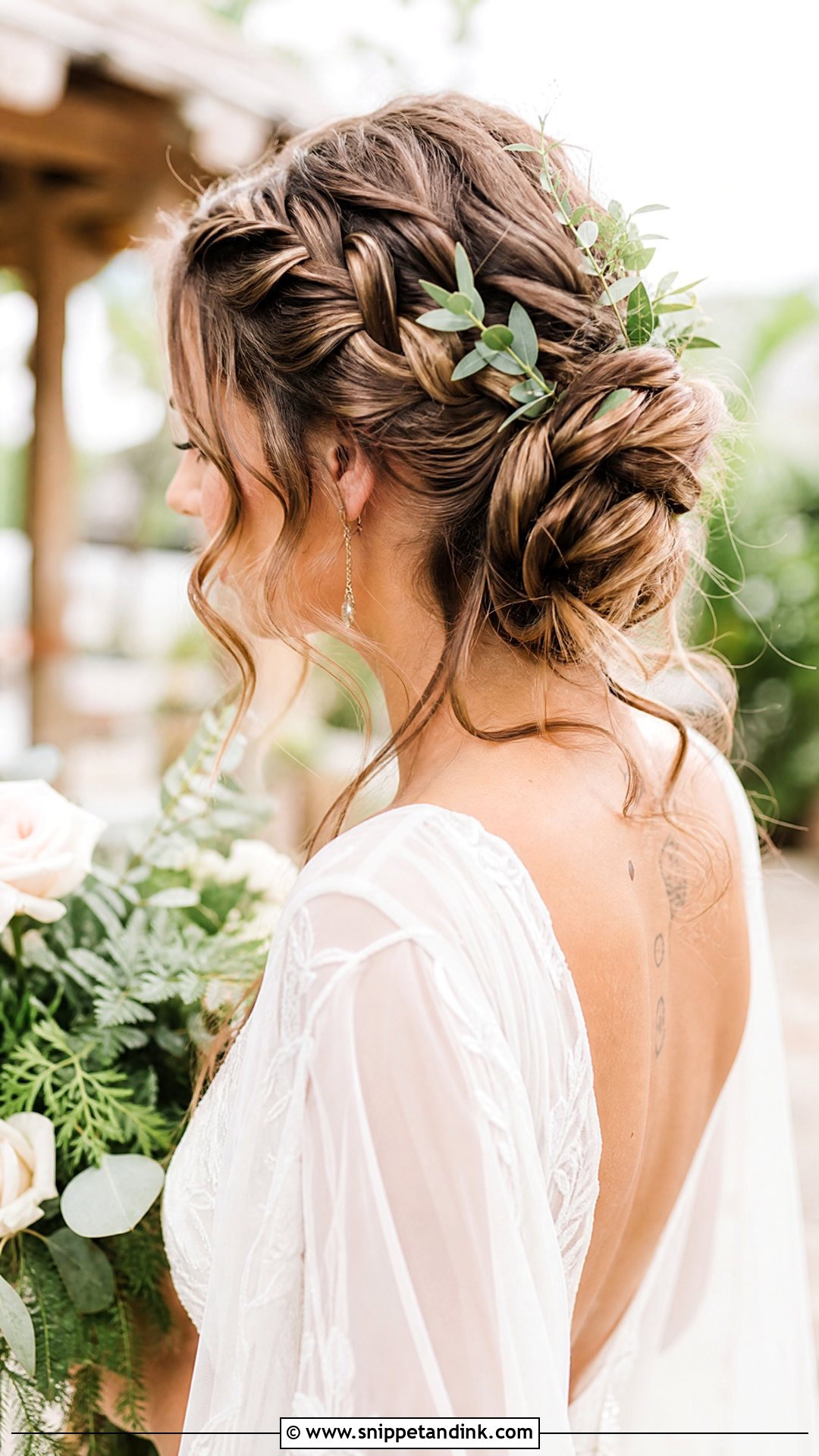 Bohemian Braided Updo Wedding Hairstyle - Snippet and Ink - 20 Mid Length Wedding Hairstyles