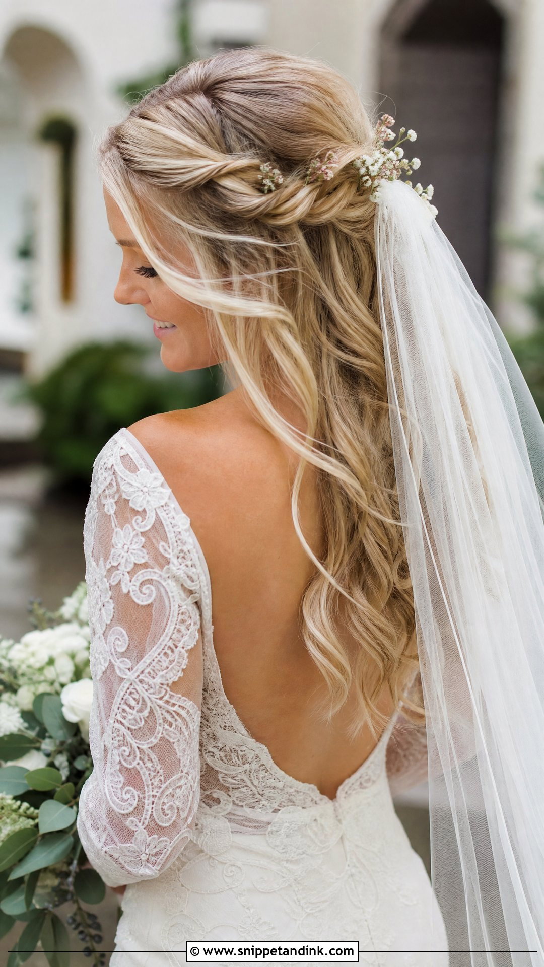 Bohemian Bride Hair With Veil - Snippet and Ink - 15 Bohemian Bride Hair Ideas