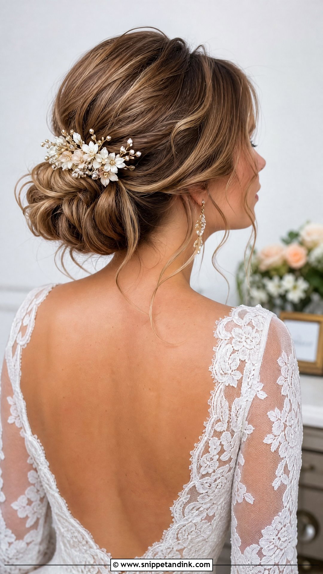 Bohemian Bride Low Bun - Snippet and Ink - 15 Bohemian Bride Hair Ideas