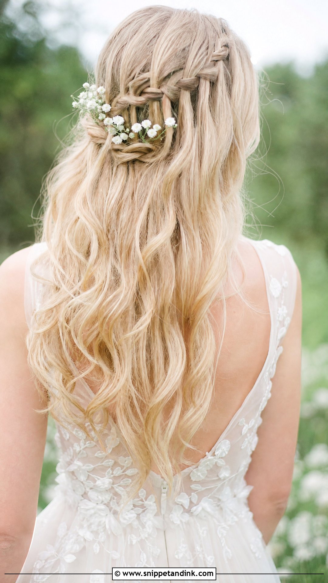 Bohemian Bride Waterfall Braid - Snippet and Ink - 15 Bohemian Bride Hair Ideas