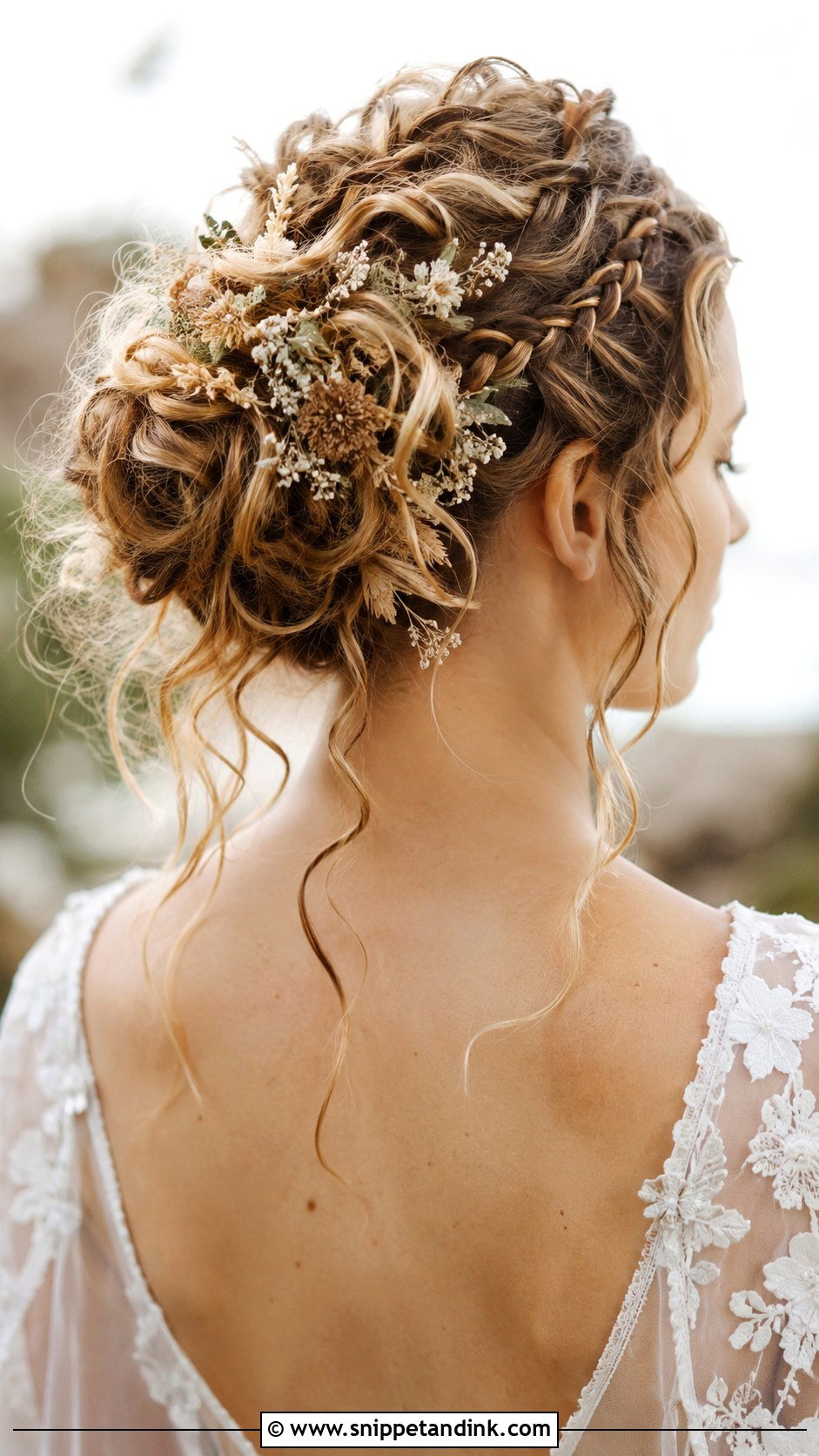 Bohemian Curly Updo - Snippet and Ink - 30 Curly Hair Updo Wedding Ideas