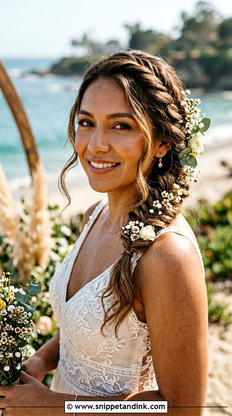 Bohemian Fishtail Braid Updo - Snippet and Ink - 20 Bridal Hair Do Ideas
