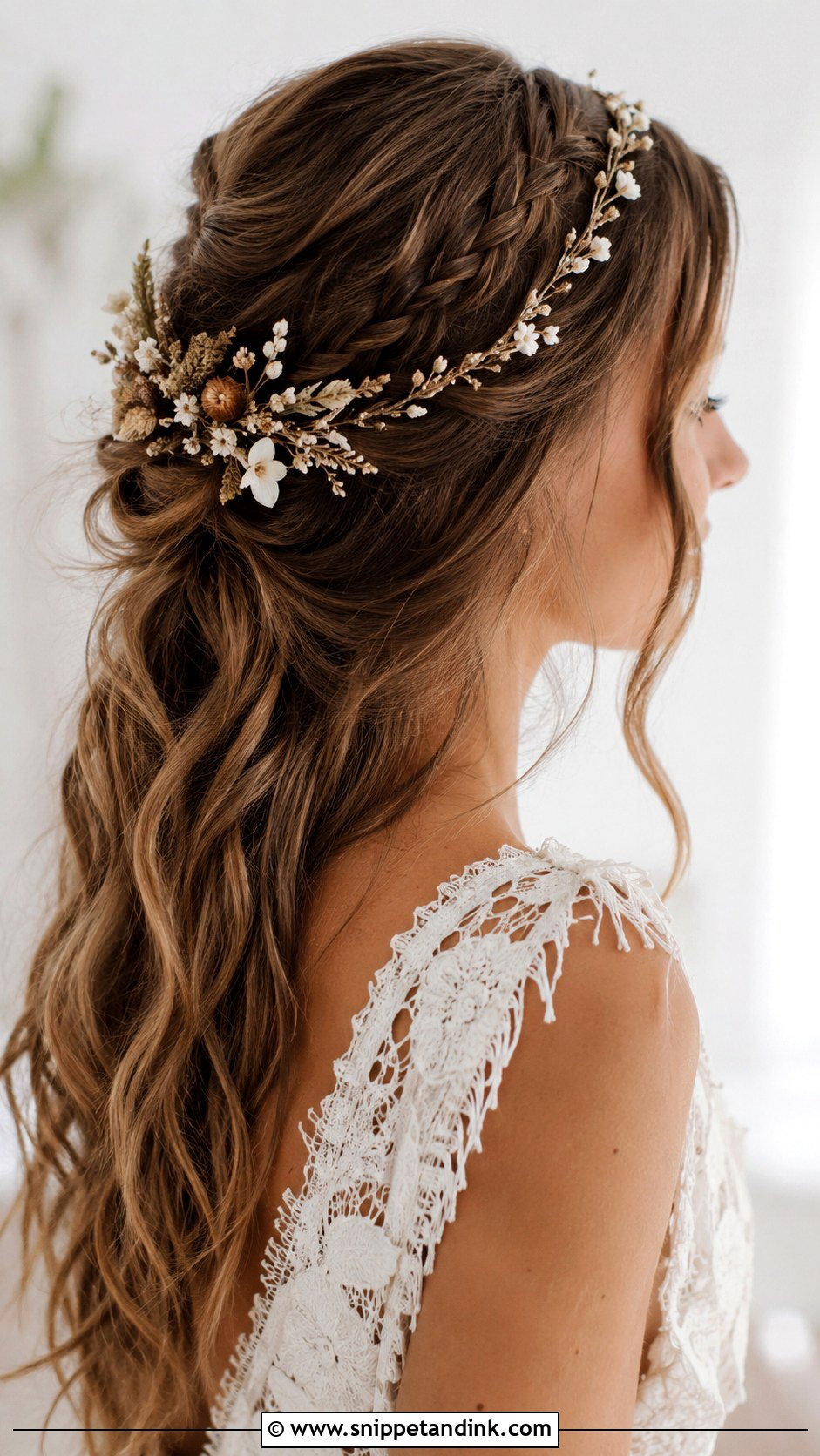 Bohemian Half Up Bridal Hair - Snippet and Ink - 25 Half-Up Bridal Hair Front View Ideas